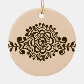 Brown Henna Tattoo - Brown Mehendi Motifs Ceramic Tree Decoration