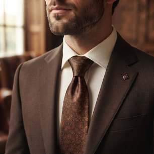 Brown Heritage Micro-Paisley Wedding Guest Tie