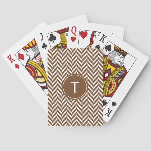 Brown Herringbone Custom Playing Cards (Back)