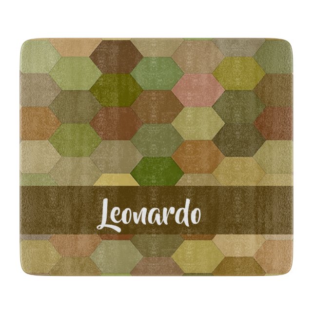 Brown hexagon paved cutting board (Front)