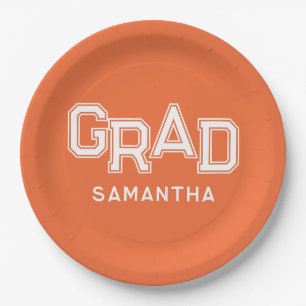 Brown High School Grad Custom Name Graduation Paper Plate