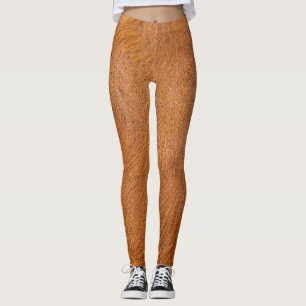 Brown Highland Cow Fur Texture Leggings
