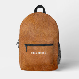 Brown Highland Cow Fur Texture Printed Backpack
