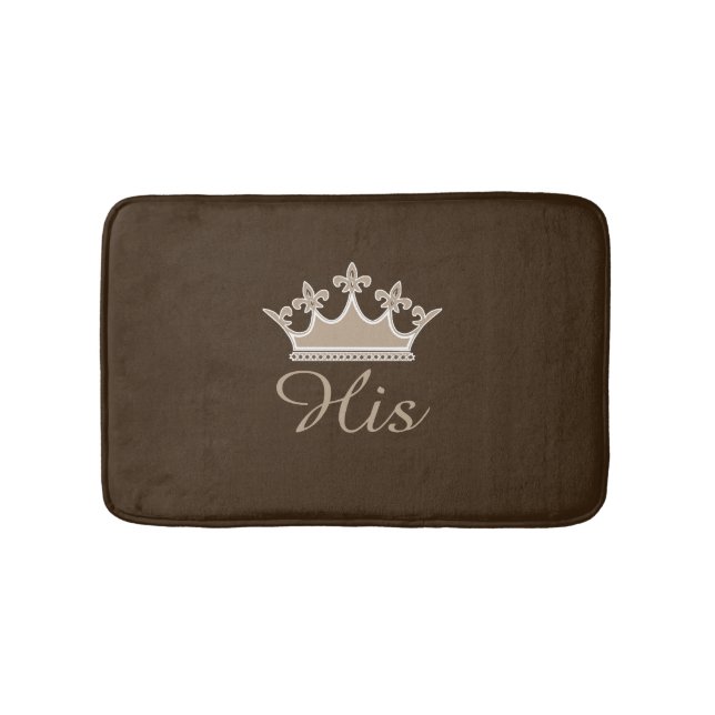 Brown His Crown Bath Mat (Front)