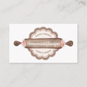 Brown Homemade Recipes Bakery Rolling Pin Business Card