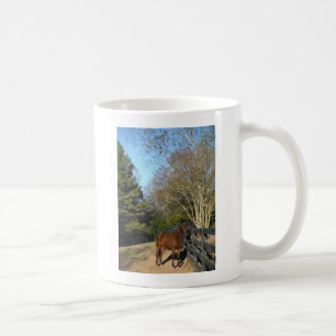 Brown Horse against a Fence Coffee Mug