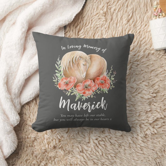 Brown horse and flowers watercolor memorial cushion (Blanket)