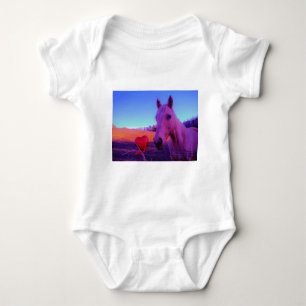 Brown Horse and Red Heart Baby Bodysuit