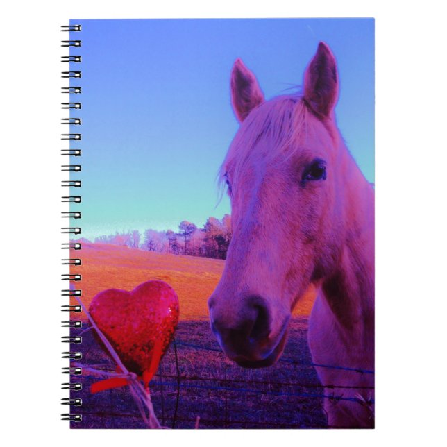 Brown Horse and Red Heart Spiral Notebook (Front)