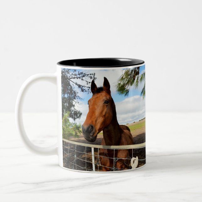 Brown Horse Called Tulip, Two-Tone Coffee Mug (Left)