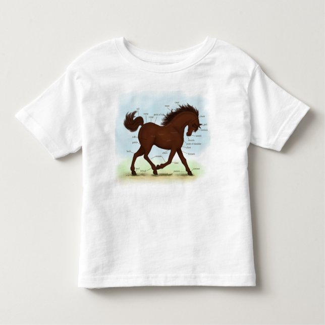 Brown Horse Educational Equine Anatomy Chart Toddler T-Shirt (Front)