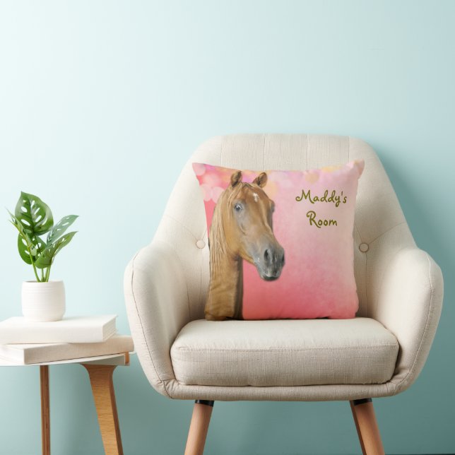 Brown Horse Girls Bedroom Custom Pillow (Chair)