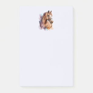 Brown Horse Head Portrait in Watercolor Post-it Notes