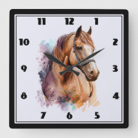 Brown Horse Head Portrait in Watercolor