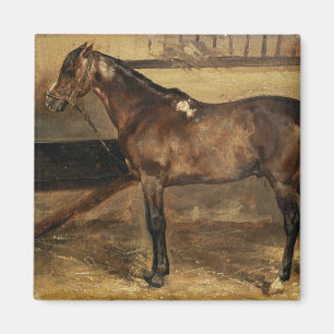 Brown Horse in the Stable Stalls Magnet