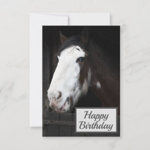 Brown Horse on Farm Happy Birthday Card