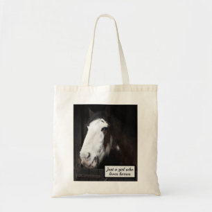 Brown Horse on Farm Just a Girl Who Loves Horses Tote Bag
