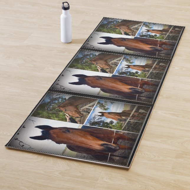 Brown Horse Photo Collage, Yoga Mat (In Situ)