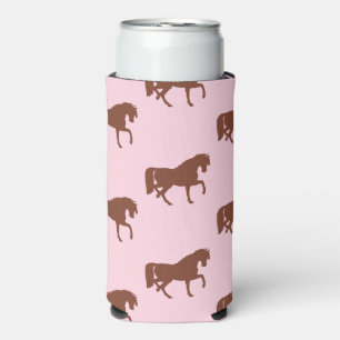 Brown horse silhouette on pink seltzer can cooler