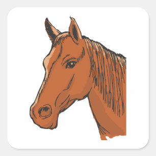 Brown Horse Square Sticker