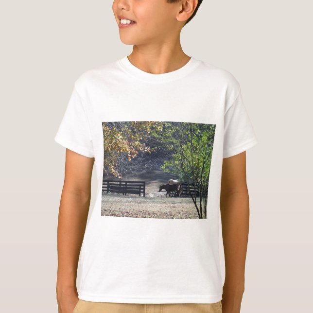 Brown Horse walking through Fence T-Shirt (Front)