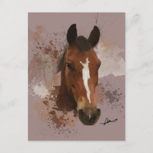Brown Horse Watercolour Postcard