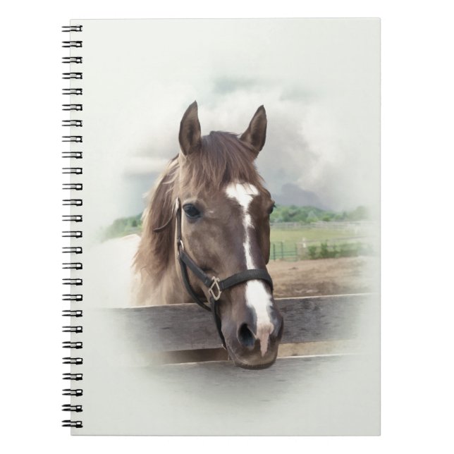 Brown Horse with Bridle Spiral Notebook (Front)