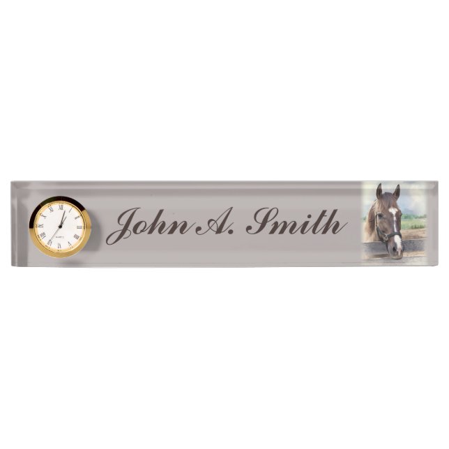Brown Horse with Halter Customisable Name Nameplate (Front)