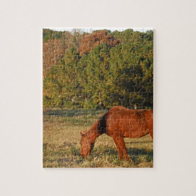 Brown Horse with Pine Trees Jigsaw Puzzle (Vertical)