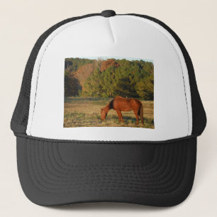 Brown Horse with Pine Trees Trucker Hat