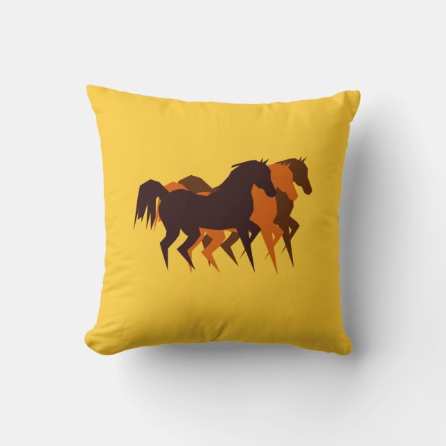 Brown Horses American MoJo Pillow (Front)