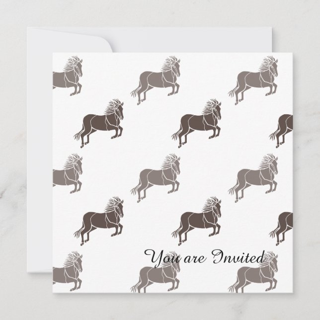 Brown Horses Animal Birthday Invitation (Front)