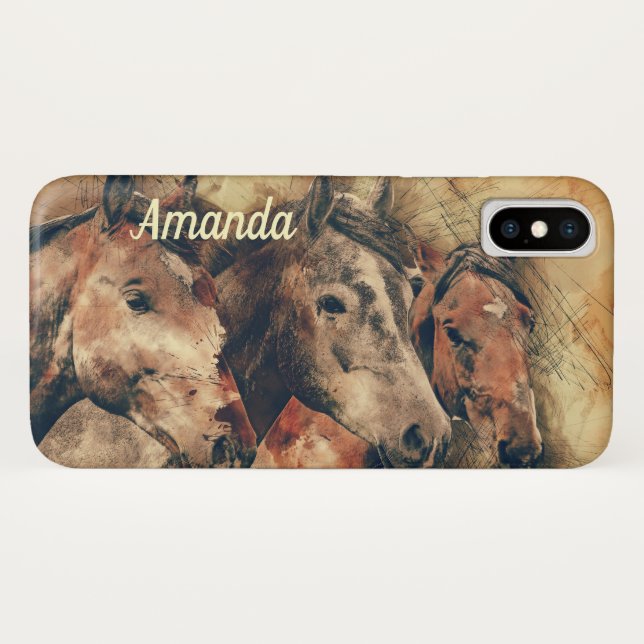 Brown Horses Case-Mate iPhone Case (Back (Horizontal))