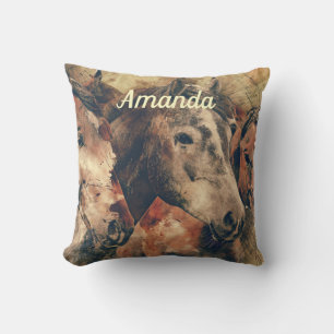 Brown Horses Cushion