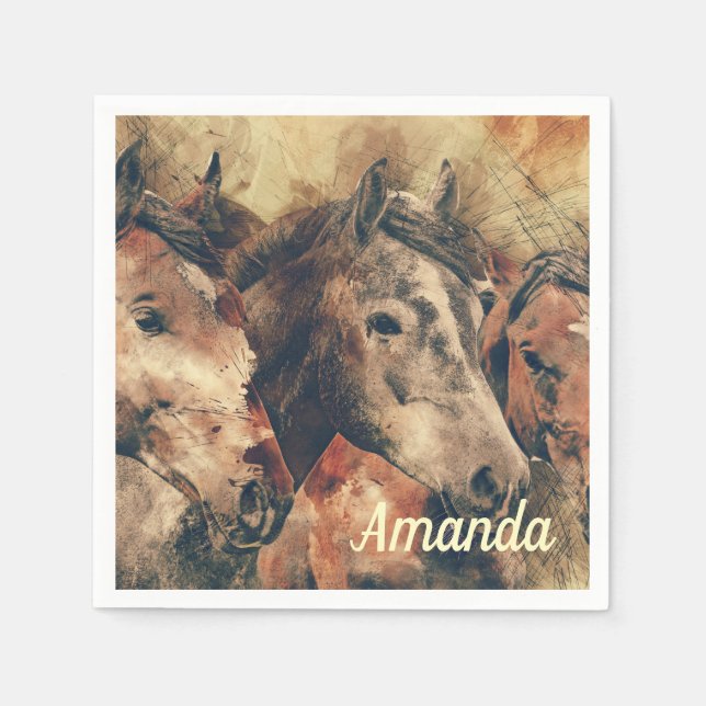 Brown Horses Napkin (Front)