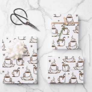Brown Hot Coffee Seamless Pattern Wrapping Paper Sheet