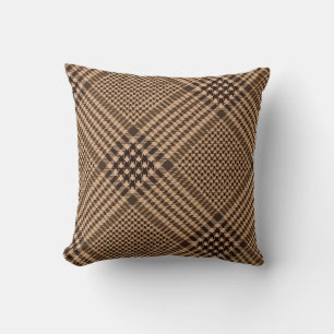 Brown Houndstooth Check Plaid Pattern Cushion