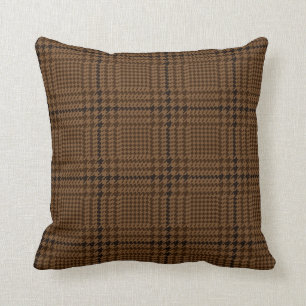 Brown Houndstooth Glen Check Pattern Cushion