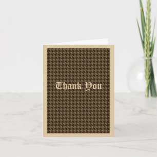 Brown Houndstooth Handsome Gentlemen's Pattern Thank You Card
