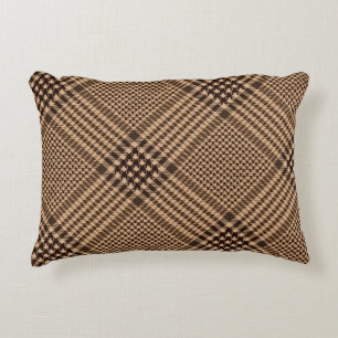 Brown Houndstooth Scottish Check Plaid Pattern Decorative Cushion
