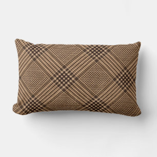 Brown Houndstooth Scottish Check Plaid Pattern Lumbar Cushion