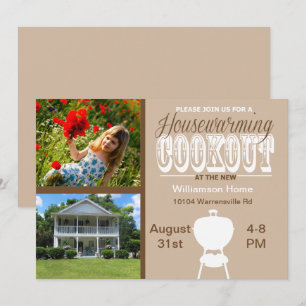Brown Housewarming Cookout Invitation
