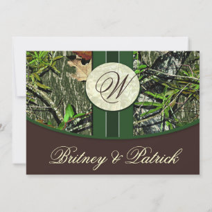 Brown & Hunter Green Camo Wedding Invitations