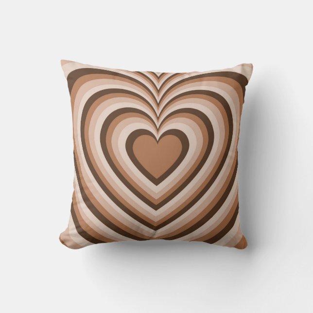 Brown Hypnotic Heart Love Pattern Cushion (Front)