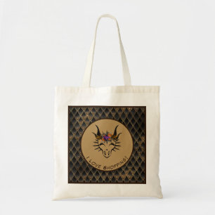 Brown I Love Shopping Dragon Head & Scales Tote Bag