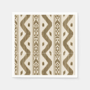 Brown Ikat Stripe on Cream, Warm Bar Napkin