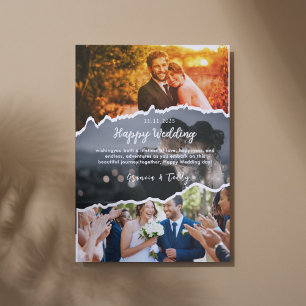 Brown Illustative Happy Wedding Thank You Card