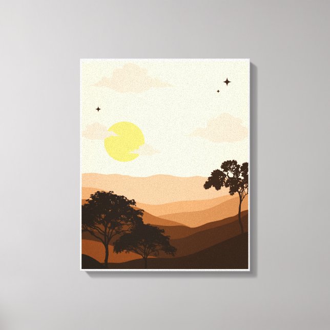 Brown Illustrated View Canvas  Print (Front)
