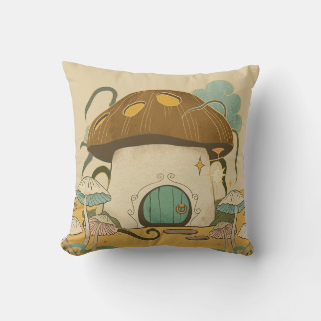 Brown Illustration Forest Square Pillow (Front)