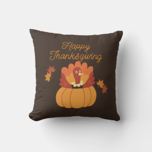 Brown Illustrative Thanksgiving Cushion